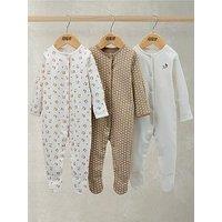 Mamas & Papas Baby Girls 3 Pack Floral Woodblock Sleepsuits - Multi
