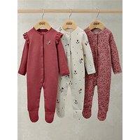 Mamas & Papas Baby Girls 3 Pack Floral Nostalgic Sleepsuits - Multi