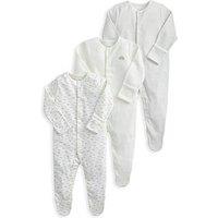 Mamas & Papas Baby Unisex 3 Pack Cloud Stripe Sleepsuits - Multi