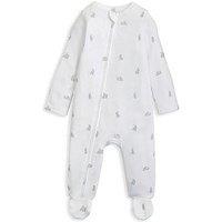 Mamas & Papas Baby Unisex Bunny Print Zip Sleepsuit - White