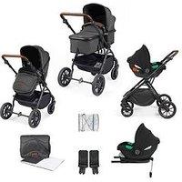 Ickle Bubba Cosmo All-In-One I-Size Travel System With Cirrus Car Seat & Isofix Base - Black / Graphite / Tan