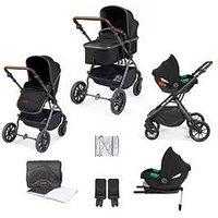 Ickle Bubba Cosmo All-In-One I-Size Travel System With Cirrus Car Seat & Isofix Base - Gunmetal / Black / Tan