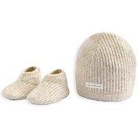 Mamas & Papas Baby Unisex 2 Piece Waffle Knitted Hat Booties Set - Beige