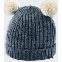 Mamas & Papas Baby Boys Rib Knit Pom Pom Hat - Blue