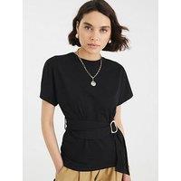 River Island Short Sleeve Belted T-Shirt - Black