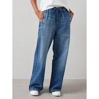 The Very Collection Drawcord Wide Leg Jeans - Mid Wash