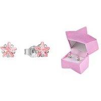 The Love Collection Sterling Silver Small Pink Cz Stars Stud Earrings With Novelty Gift Box
