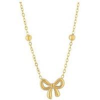 The Love Collection Gold Plated Stainless Steel Bow Saturno Necklace