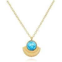 The Love Collection Gold Plated Stainless Steel Boho Turquoise Fan Pendant Necklace