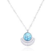 The Love Collection Stainless Steel Boho Turquoise Fan Pendant Necklace