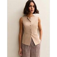 New Look Faux Leather Waistcoat - Cream