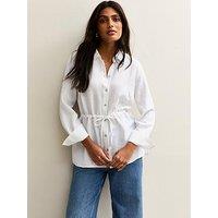 New Look Lou Linen Drawstring Shirt - White