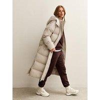 New Look Longline Padded Puffer Coat - Mink