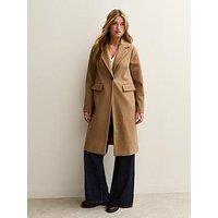 New Look Single Button Lined Coat - Camel