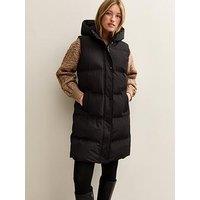 New Look Padded Tiered Midi Gilet - Black