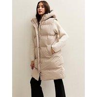New Look Padded Tiered Midi Gilet - Cream