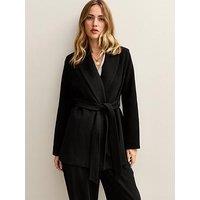 New Look Soft Touch Shawl Lapel Short Coat - Black