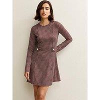 New Look Check Long Sleeve Mini Dress - Red