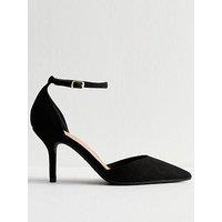 New Look Black Faux Suede Heeled Open Court Shoes