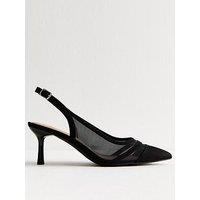 New Look Black Mesh Contrast Trim Slingback Pumps