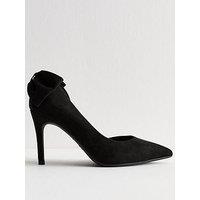 New Look Wide Fit Black Faux Suede Bow Detail Court Shoes