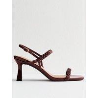 New Look Dark Burgundy Faux Leather Braided Strap Sandals