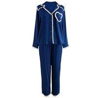 Cath Kidston Contrast Frill Pyjamas - Navy Blue