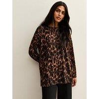 New Look Brown Leopard Print Soft Touch Top