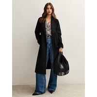 New Look Unlined Longline Belted Coat - Black