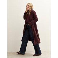 New Look Burgundy Unlined Longline Belted Coat