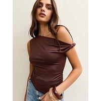 New Look Off The Shoulder Top - Brown