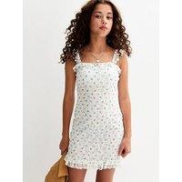 New Look 915 Girls White Lace Frill Trim Dress - Blue