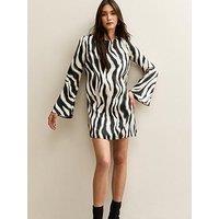 New Look Zebra Print Satin Mini Dress - Print