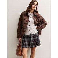 New Look Corduroy Collar Quilted Jacket - Dark Brown