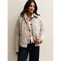 New Look Corduroy Collar Quilted Jacket - Cream