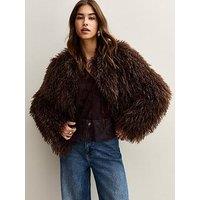New Look Faux Fur Coat - Brown