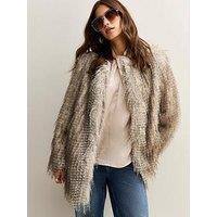 New Look Faux Fur Midi Coat - White