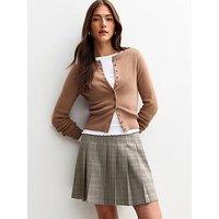 New Look Black Checked Box Pleat Mini Skirt
