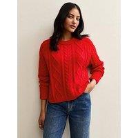New Look Red Cable Knit Raglan Sleeve Jumper