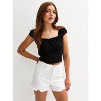 New Look 915 Girls Frayed Hem Denim Shorts - White