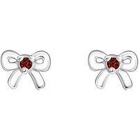 The Love Collection Sterling Silver Bow Cz Birthstone Stud Earrings