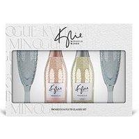 Kylie Minogue Prosecco + Ros&Eacute; & Hearts Debossed Flute Glasses