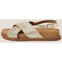 Monsoon Bree Braided Leather Crossover Sandals - Gold