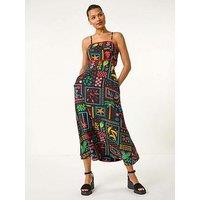 Roman Postcard Ric Rac Midi Dress - Black