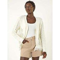 Roman Lightweight Fringe Hem Knit Cardigan - Ivory