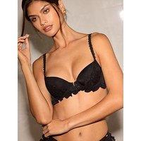 Lipsy Embellished Ruffel Balcony Bra - Mink Pink