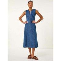 Roman Panel Detail Midi Dress - Denim