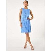 Roman Petite Bow Back Lace Shift Dress - Blue