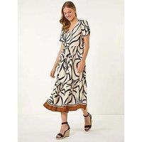 Roman Linear Border Shirt Dress - Ivory