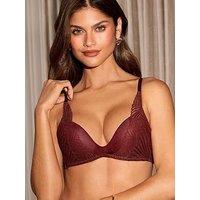 Lipsy Geo Lace Non Wired Bra - Burgundy Red